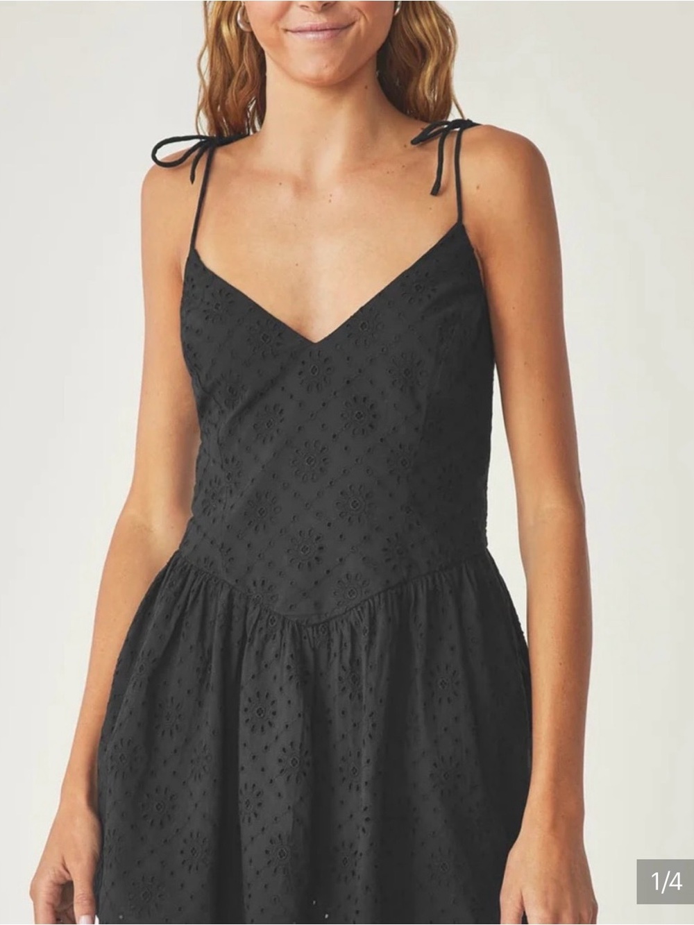 Florence by Mills Black Eyelet Tie-Strap Sundress